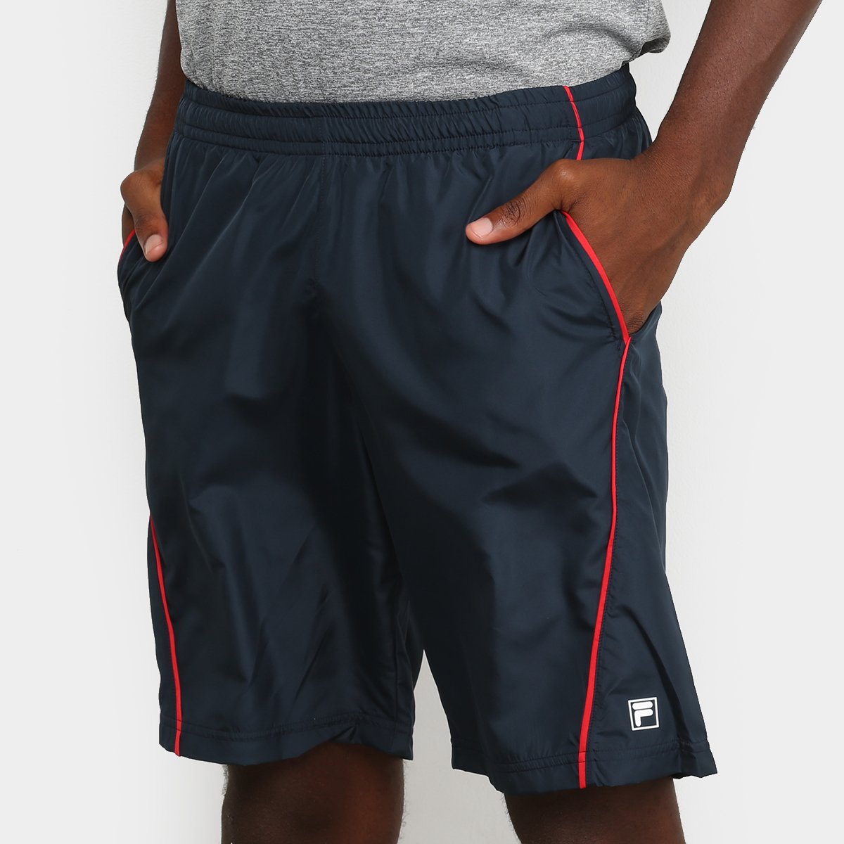 Bermuda Fila Cinci II Masculina - Marinho+Vermelho Menor preço em Bermuda Fila Cinci II Masculina - Marinho+Vermelho