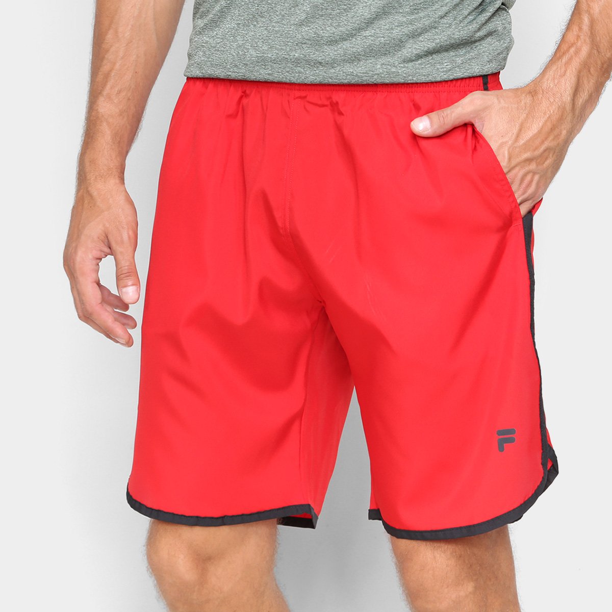 Bermuda Fila Curve Pro - 7.5 Masculina - Vermelho+Preto Menor preço em Bermuda Fila Curve Pro - 7.5 Masculina - Vermelho+Preto