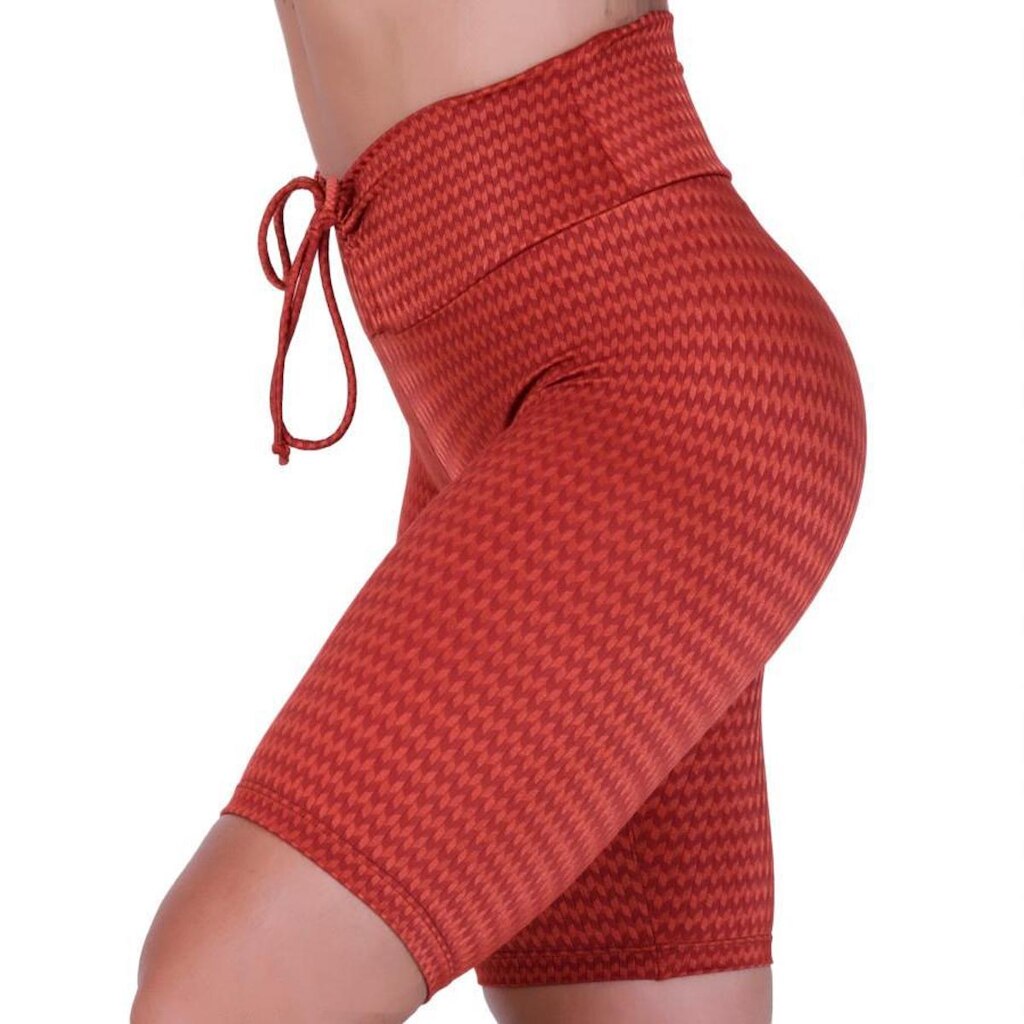 Bermuda fitness feminina cós franzido cirre texturizado