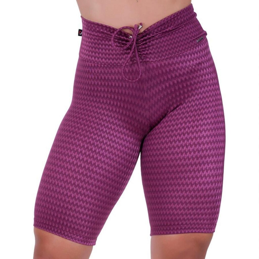 Bermuda fitness feminina cós franzido cirre texturizado