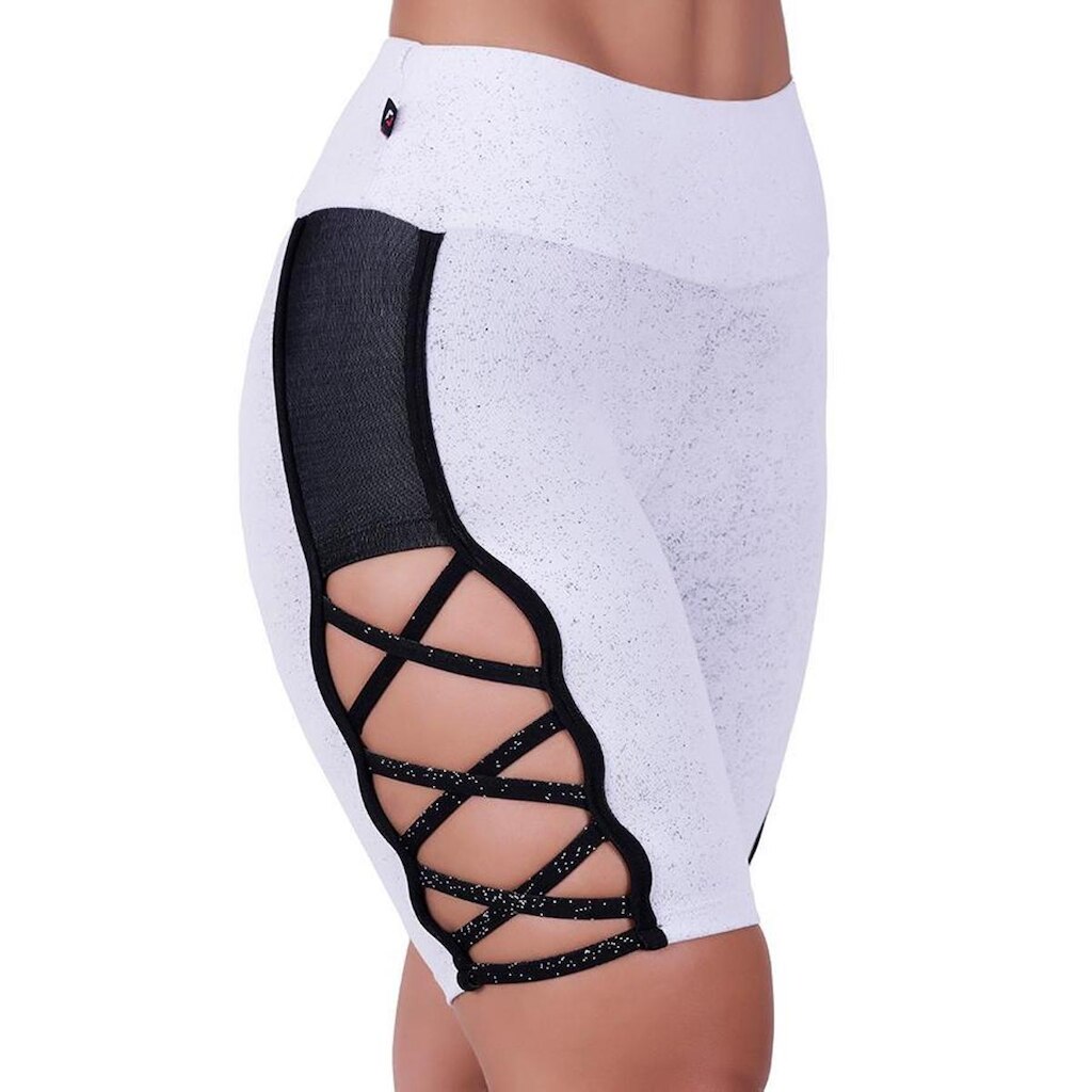 Bermuda Fitness Feminina Poliamida Degrade Tiras Trançadas na Lateral Orbis - Azul, M
