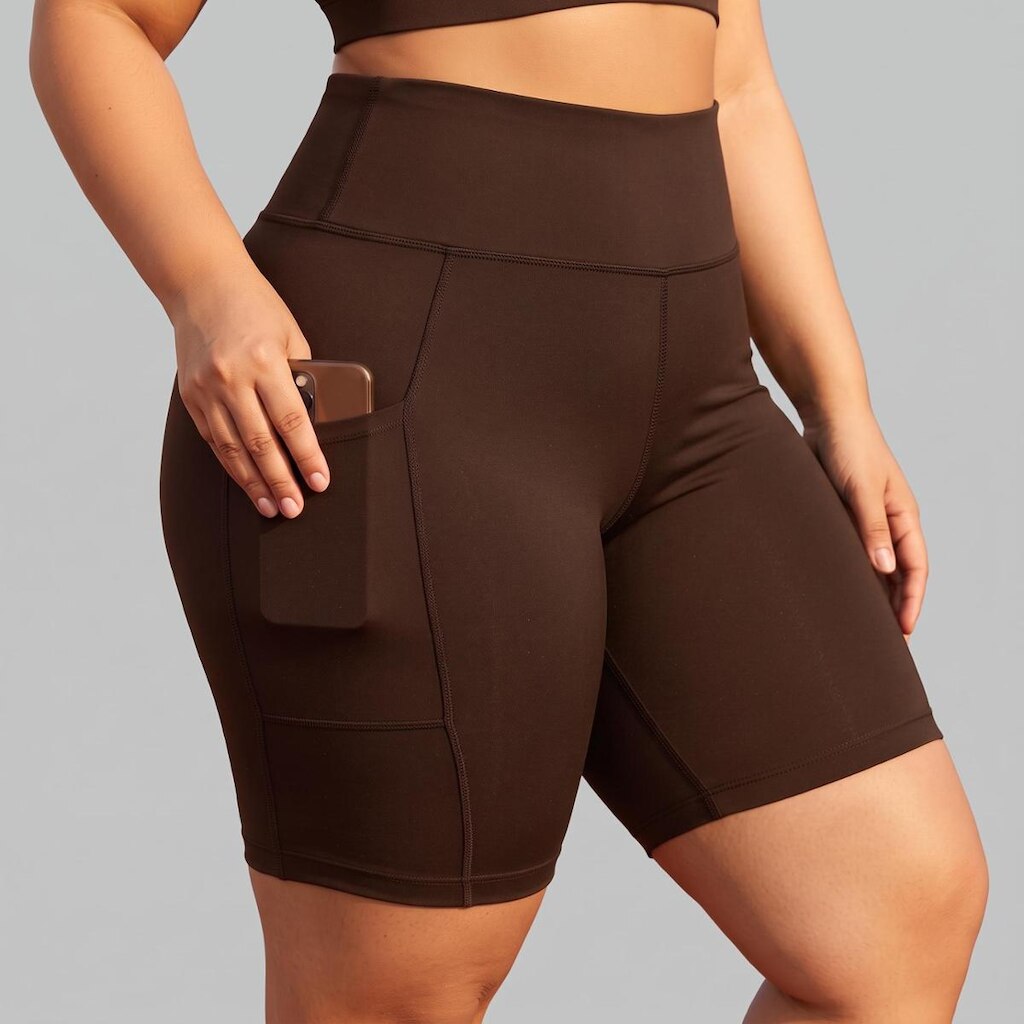 Bermuda Fitness Plus Size Com Bolsos Laterais Feminina