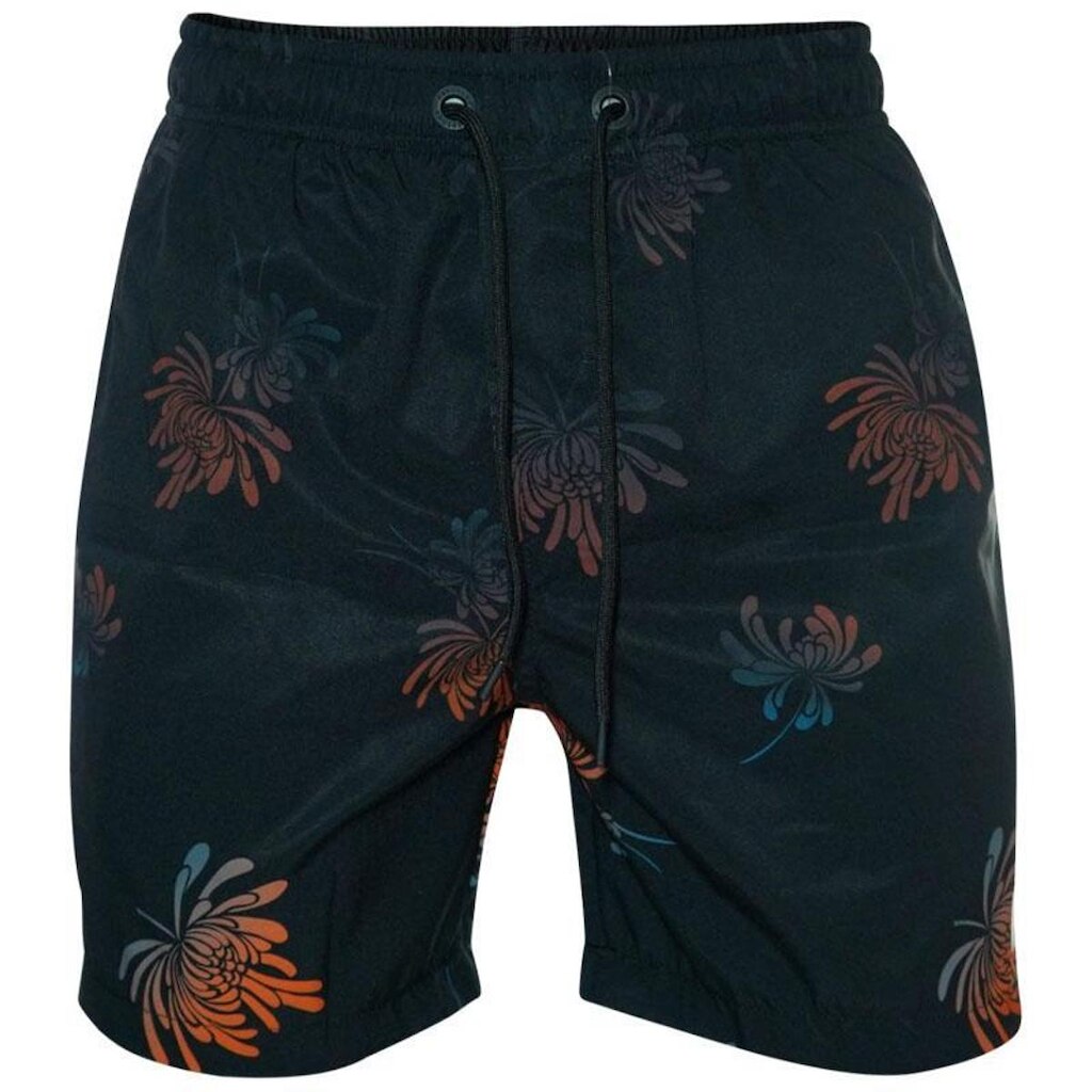 BERMUDA FREESURF PRAIA ELASTICO GARDEN FLORAL PRETA MASCULINA