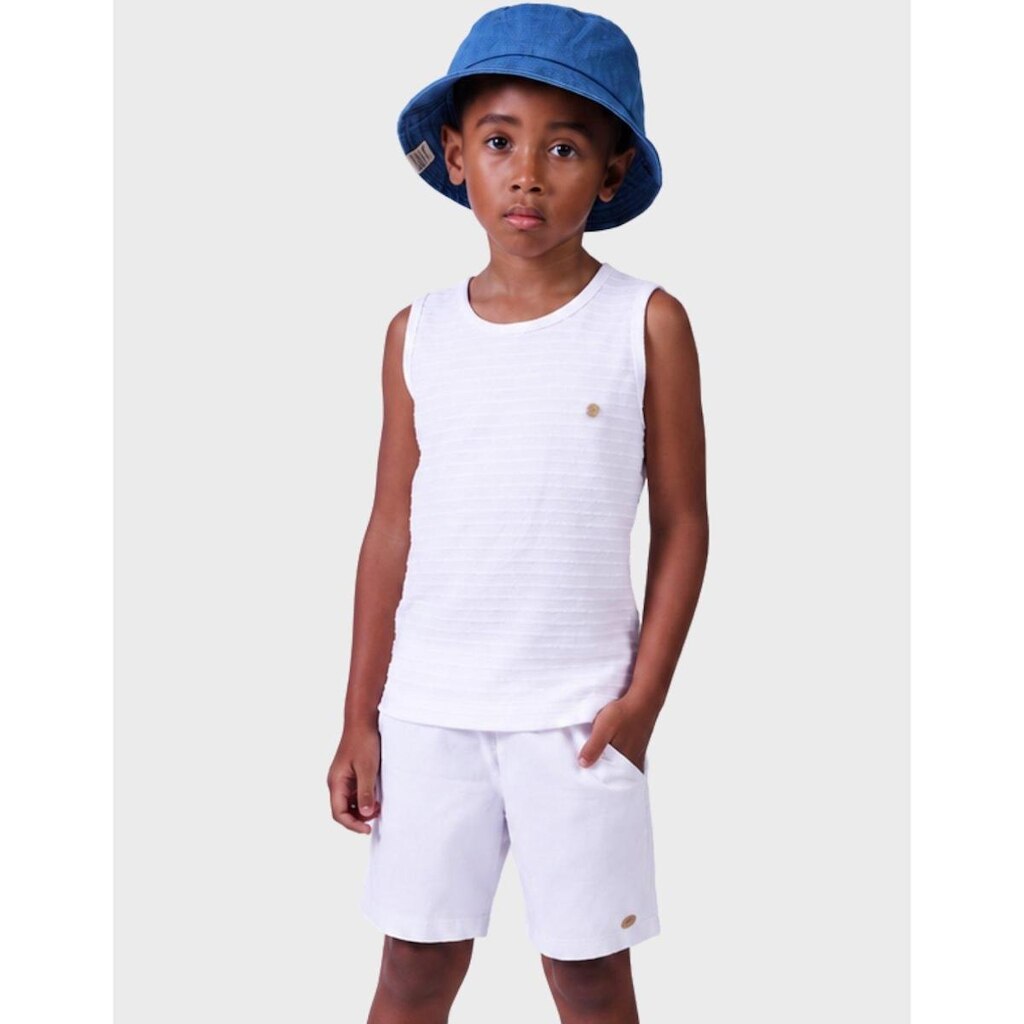 Bermuda Fresca Estilo Sarja Com Bolso Confortável Moda Caqui Verão Amarelo Menino 1 a 3