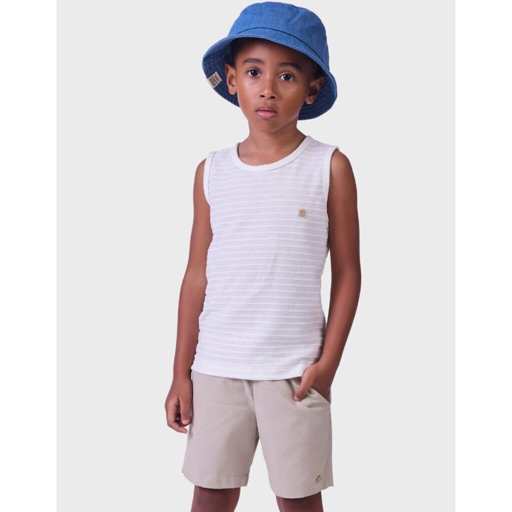 Bermuda Fresca Estilo Sarja Com Bolso Confortável Moda Caqui Verão Amarelo Menino 1 a 3