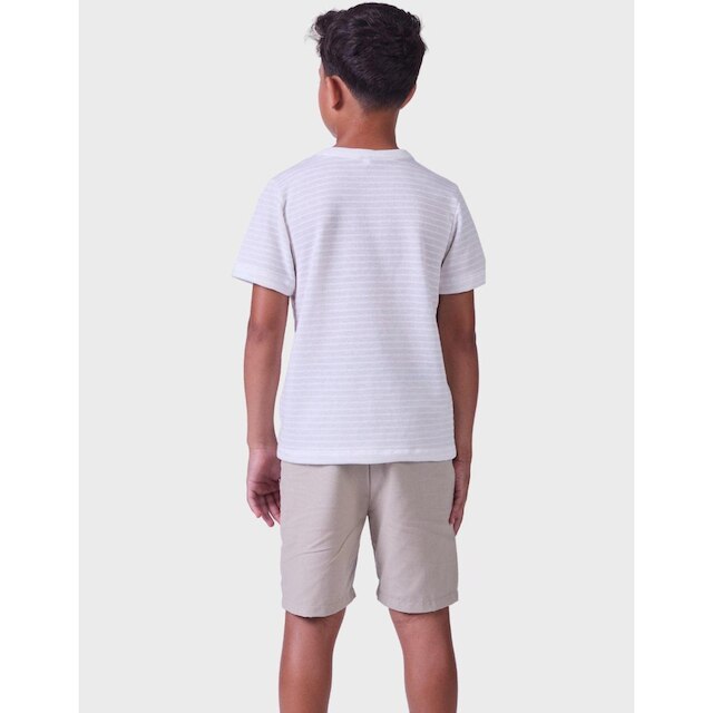 Bermuda Fresca Estilo Sarja Com Bolso Confortável Moda Caqui Verão Amarelo Menino 4 a 14