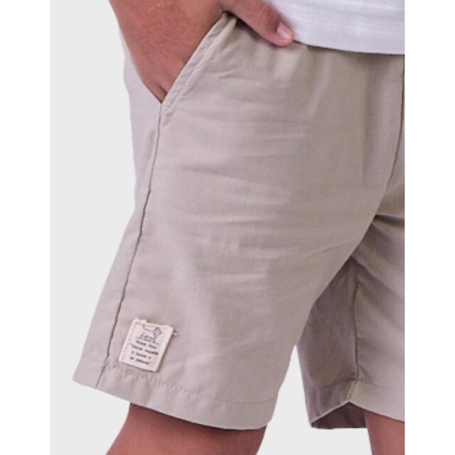 Bermuda Fresca Estilo Sarja Com Bolso Confortável Moda Caqui Verão Amarelo Menino 4 a 14