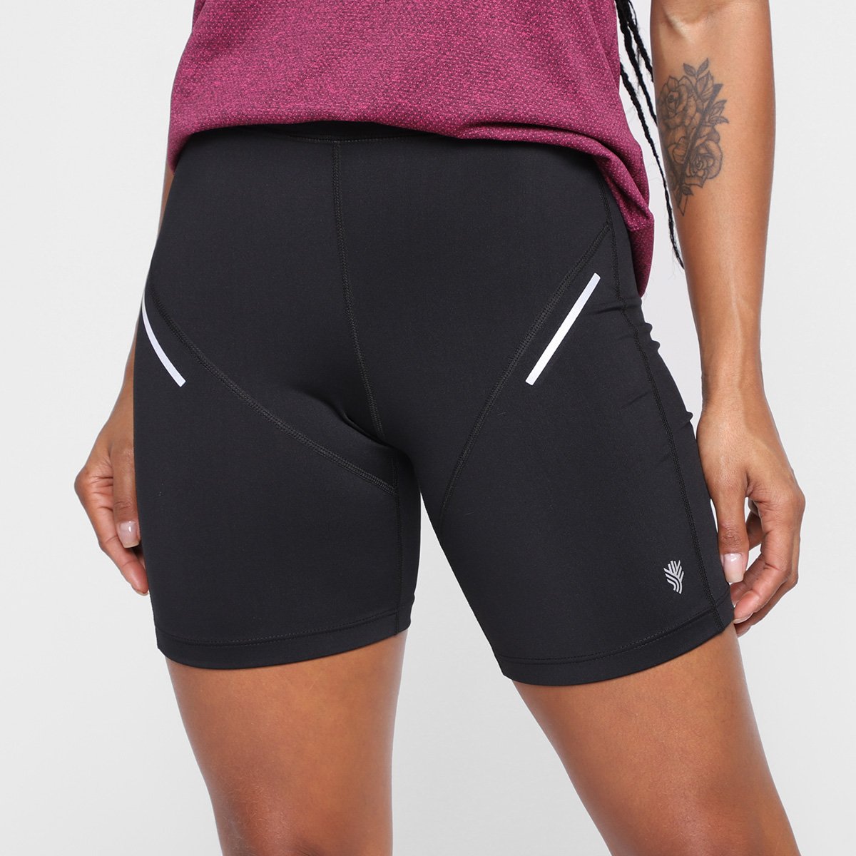 Bermuda Gonew Reflect Cintura Alta Feminina - Preto Menor preço em Bermuda Gonew Reflect Cintura Alta Feminina - Preto