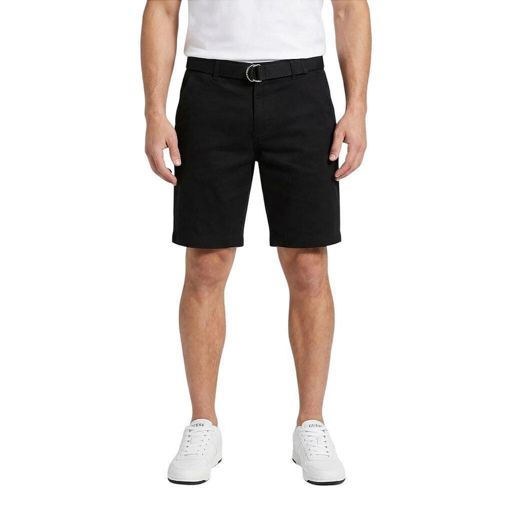 Bermuda Guess Sarja Com Cinto Masculino Preto