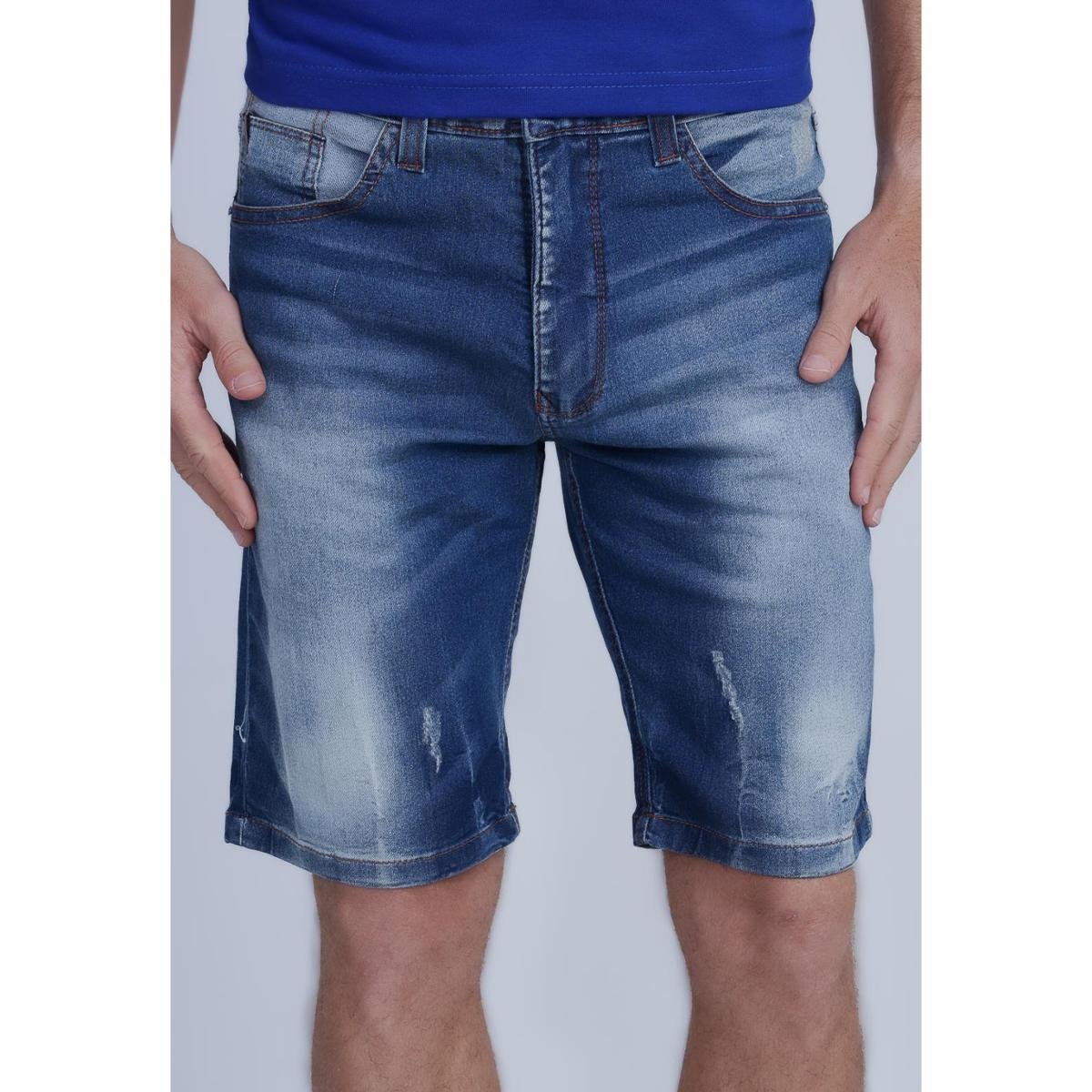 Bermuda HD Jeans Regular Confort Fit Masculino - Azul Menor preço em Bermuda HD Jeans Regular Confort Fit Masculino - Azul