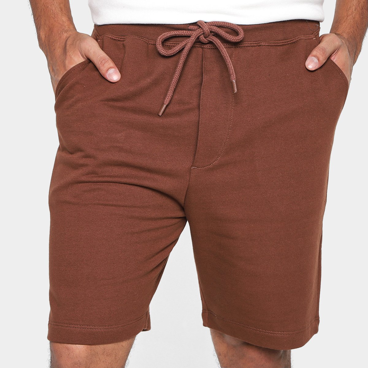 Bermuda Hering Moletom Masculina - Marrom Escuro Menor preço em Bermuda Hering Moletom Masculina - Marrom Escuro