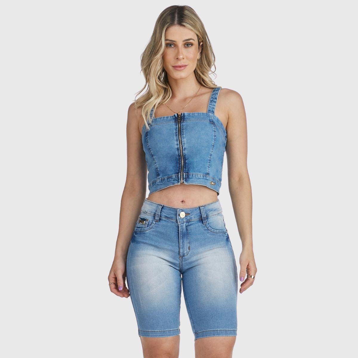 Bermuda HNO Jeans Ciclista Feminina Menor preço em Bermuda HNO Jeans Ciclista Feminina