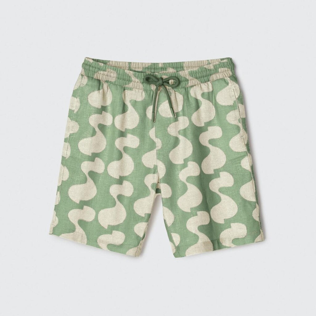 Bermuda Infantil Em Linho Menino Verde Estampado Hering