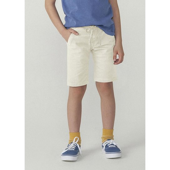 Bermuda Infantil Hering Sarja Reto Masculina - Off White
