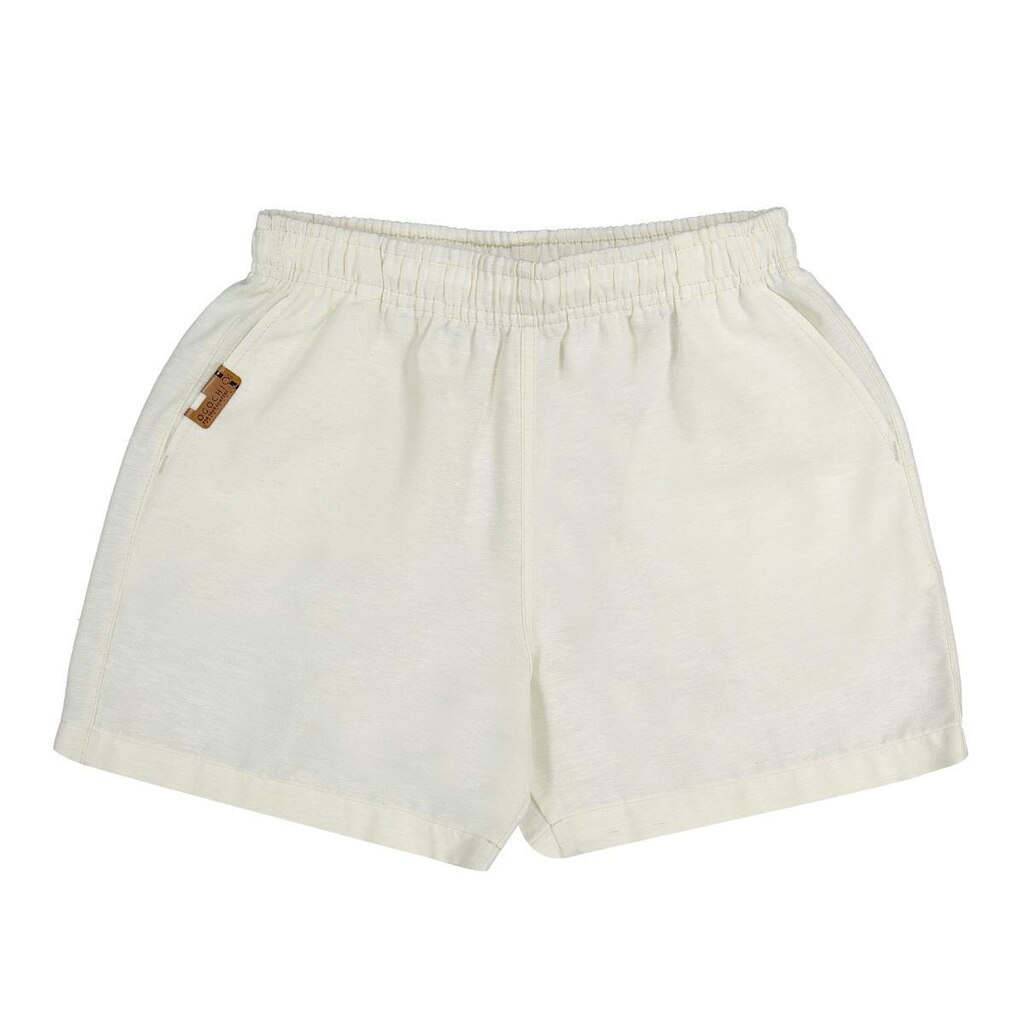 Bermuda Infantil Menino Em Linho Off White Ogochi Nova