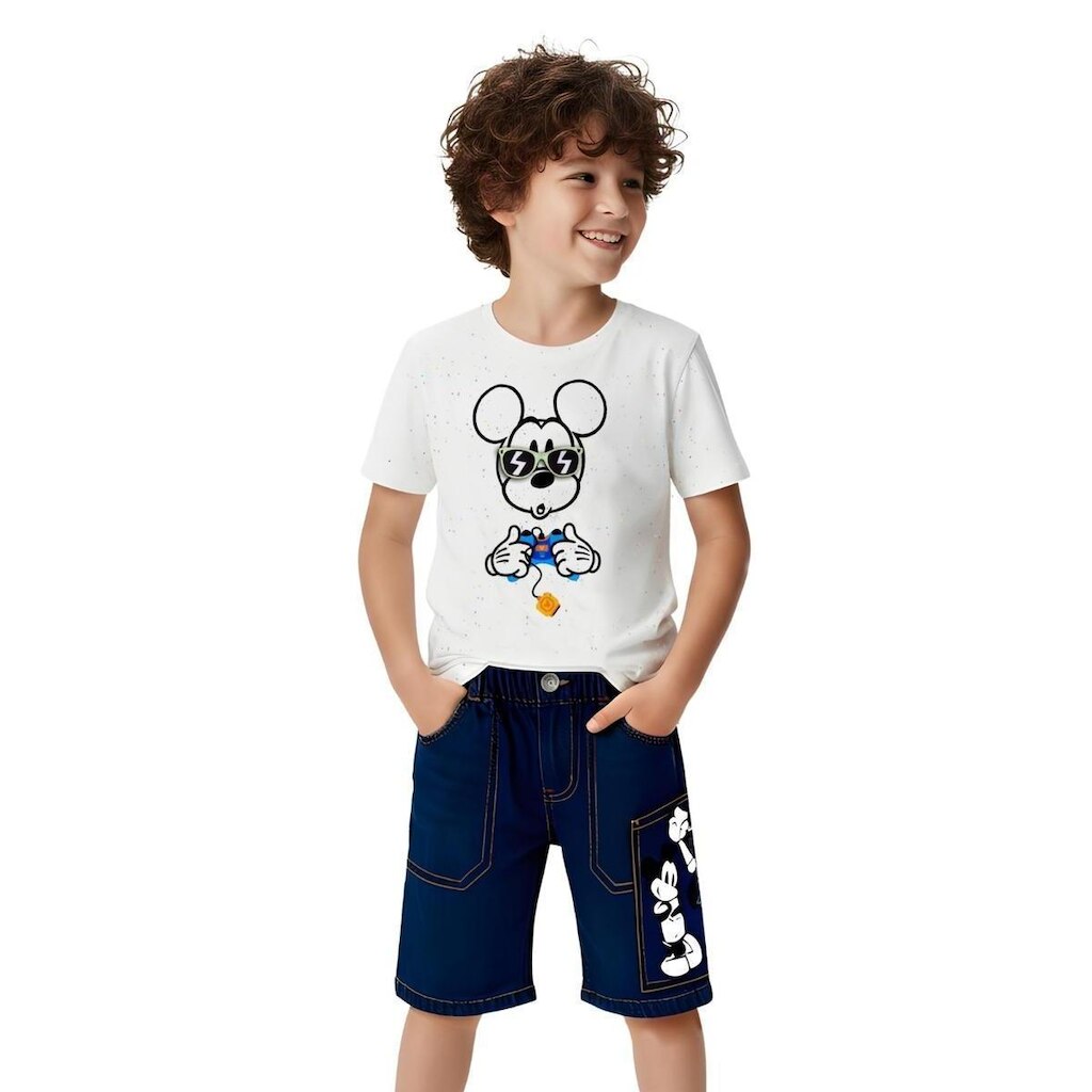 Bermuda Infantil Menino Mickey e Seus Amigos Detalhe Bolso