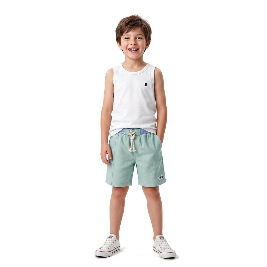 Bermuda Infantil Menino Viagem Divertida Esmeralda Alphabeto