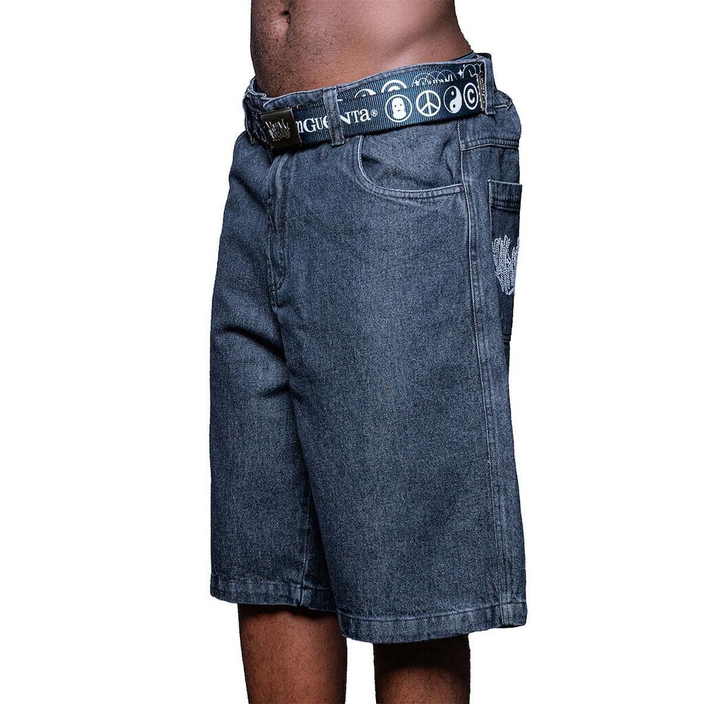 Bermuda Jeans Chronic Preto Estonado Bordado 03