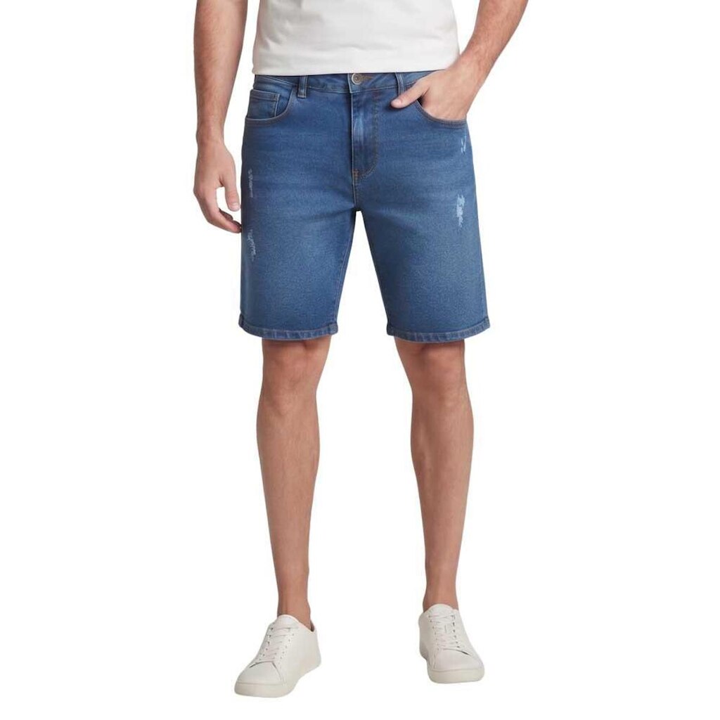 Bermuda Jeans Hering Masculina com Detalhes Rasgados