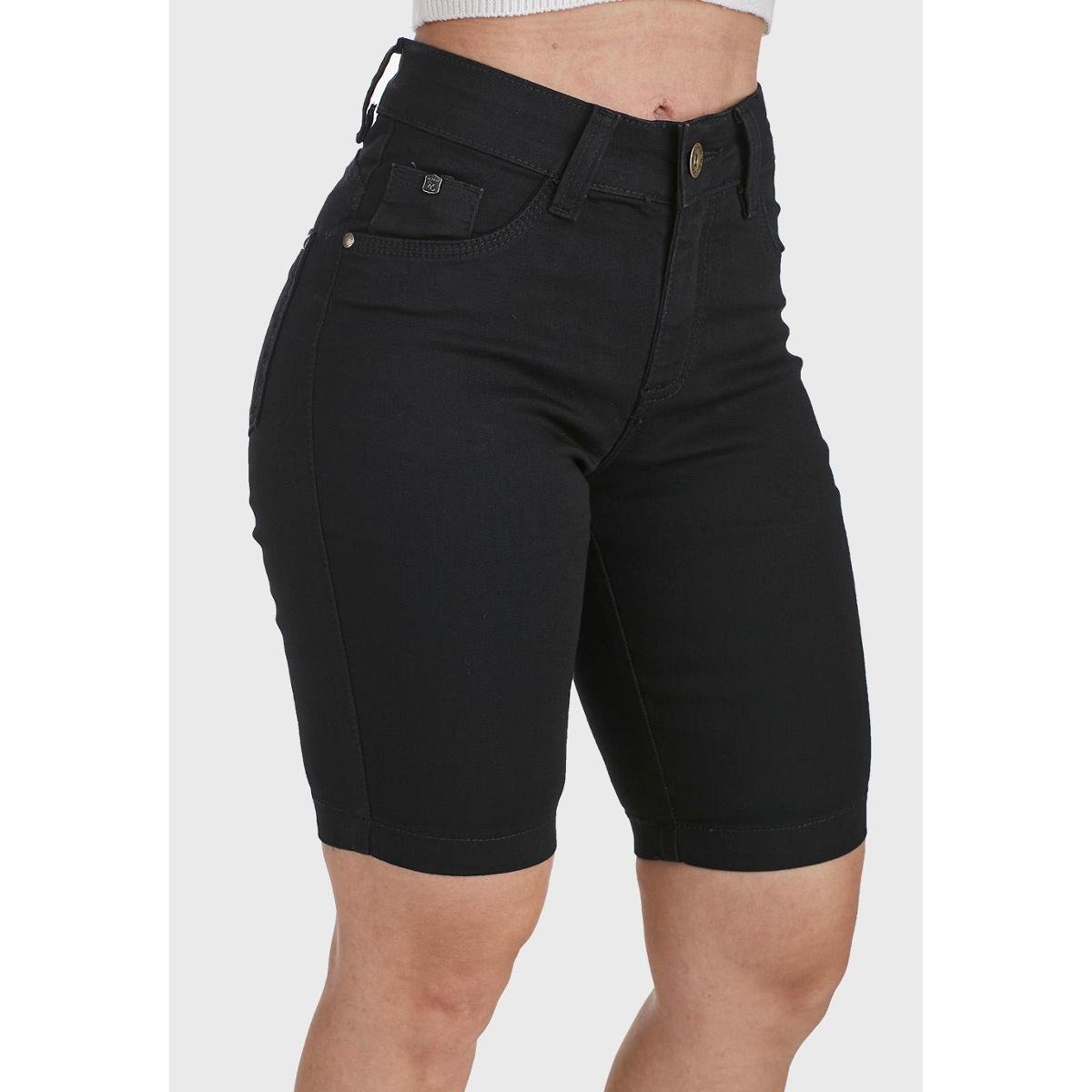 Bermuda Jeans HNO Jeans Hot Pants Comfort Plus - Preto Menor preço em Bermuda Jeans HNO Jeans Hot Pants Comfort Plus - Preto