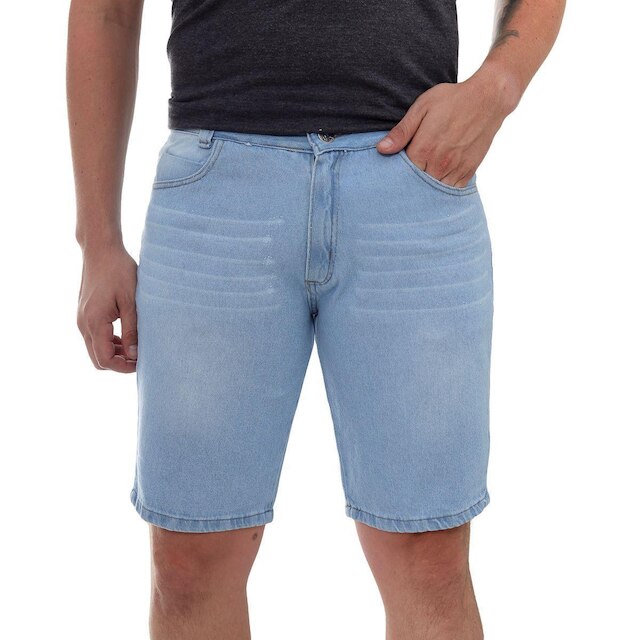 Bermuda Jeans Masculina Básica Lavagem Clara Linha Premium
