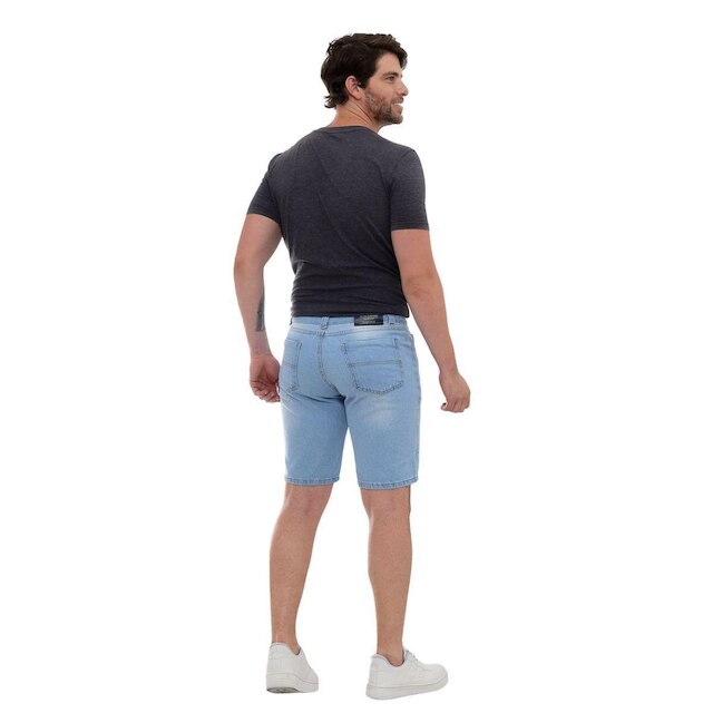 Bermuda Jeans Masculina Básica Lavagem Clara Linha Premium