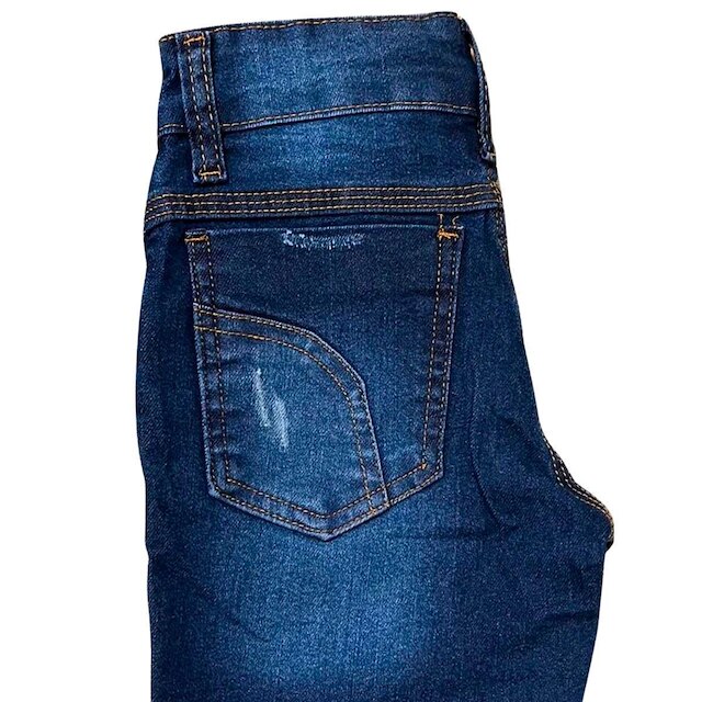Bermuda Jeans Masculina infantil Com Puídos Escura Fashion Kids