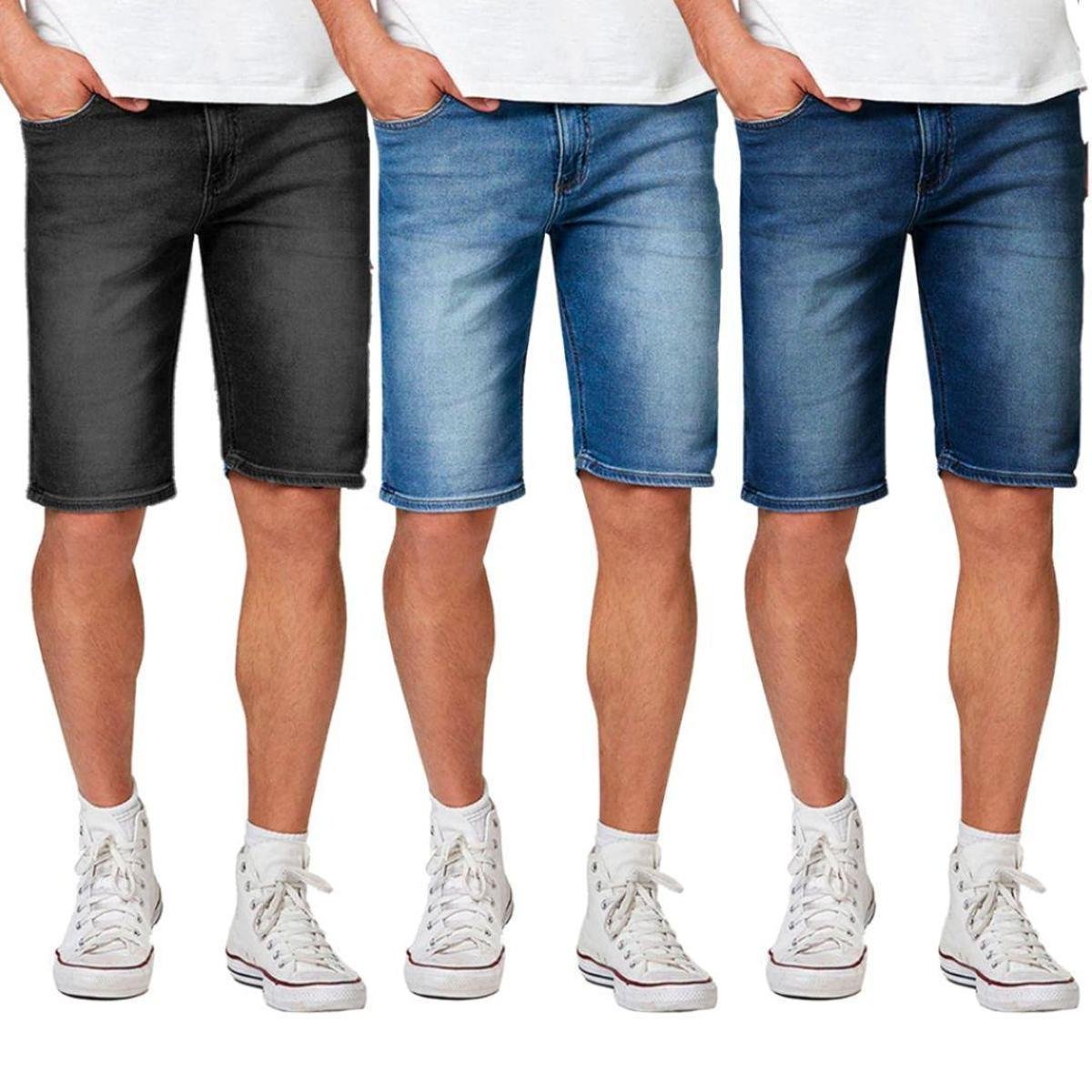 Bermuda Jeans Masculina Lavadas Kit com 3 Vira Lata Wear Originais - Sortido Menor preço em Bermuda Jeans Masculina Lavadas Kit com 3 Vira Lata Wear Originais - Sortido