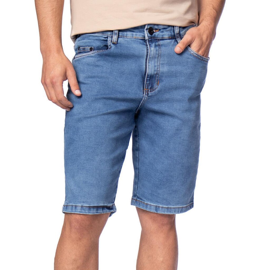 Bermuda Jeans Masculina Max Denim Reta Casual Azul
