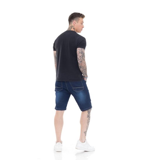 Bermuda Jeans Masculina Mega Premium Blue Dark
