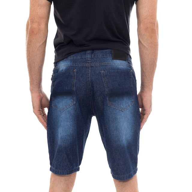 Bermuda Jeans Masculina Rasgada Confortável Casual -