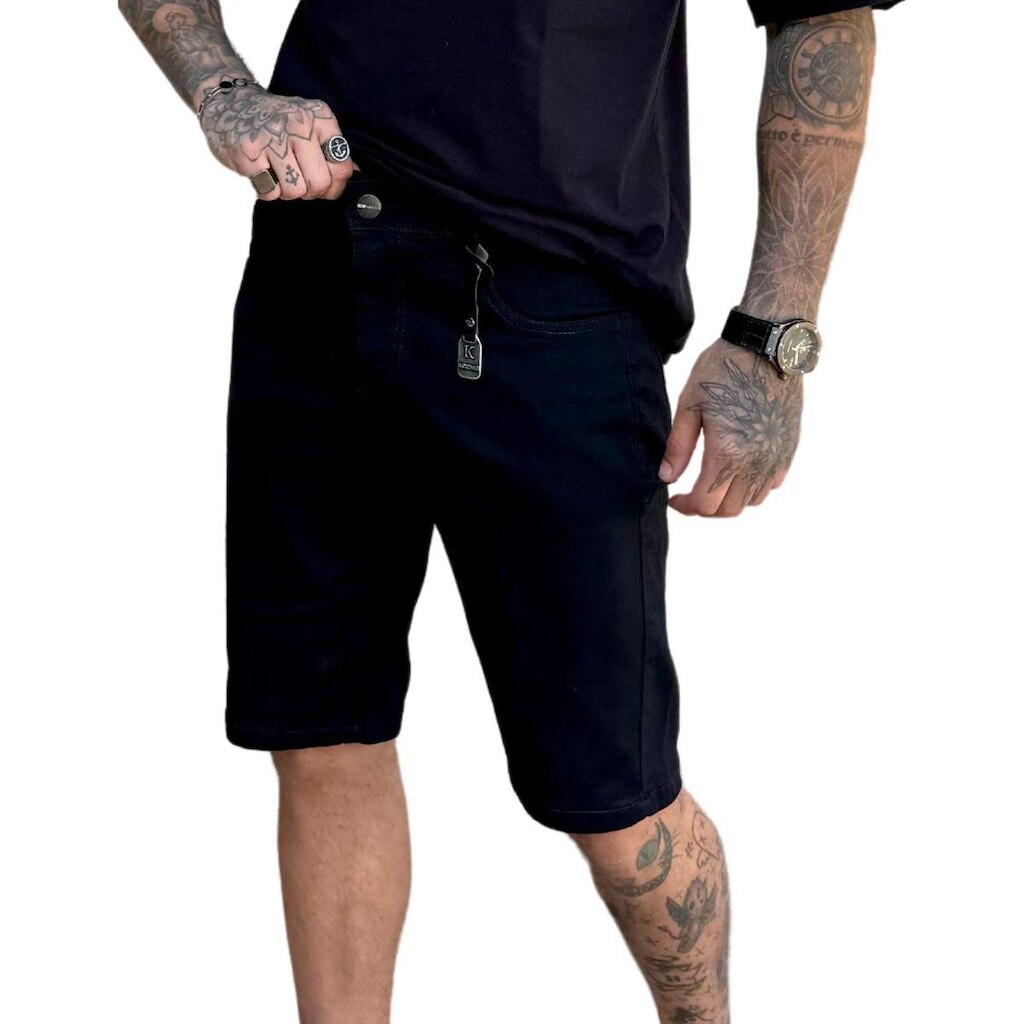 Bermuda Jeans Masculina Slim Resistente Com Elastano