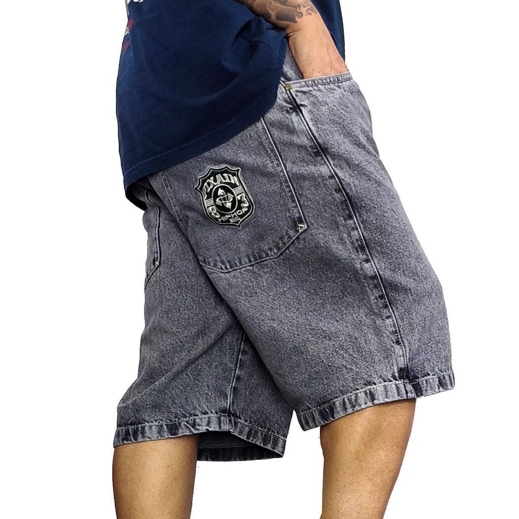 Bermuda Jeans Pixain Hip Hop Brasão Preto Estonado PIX-302