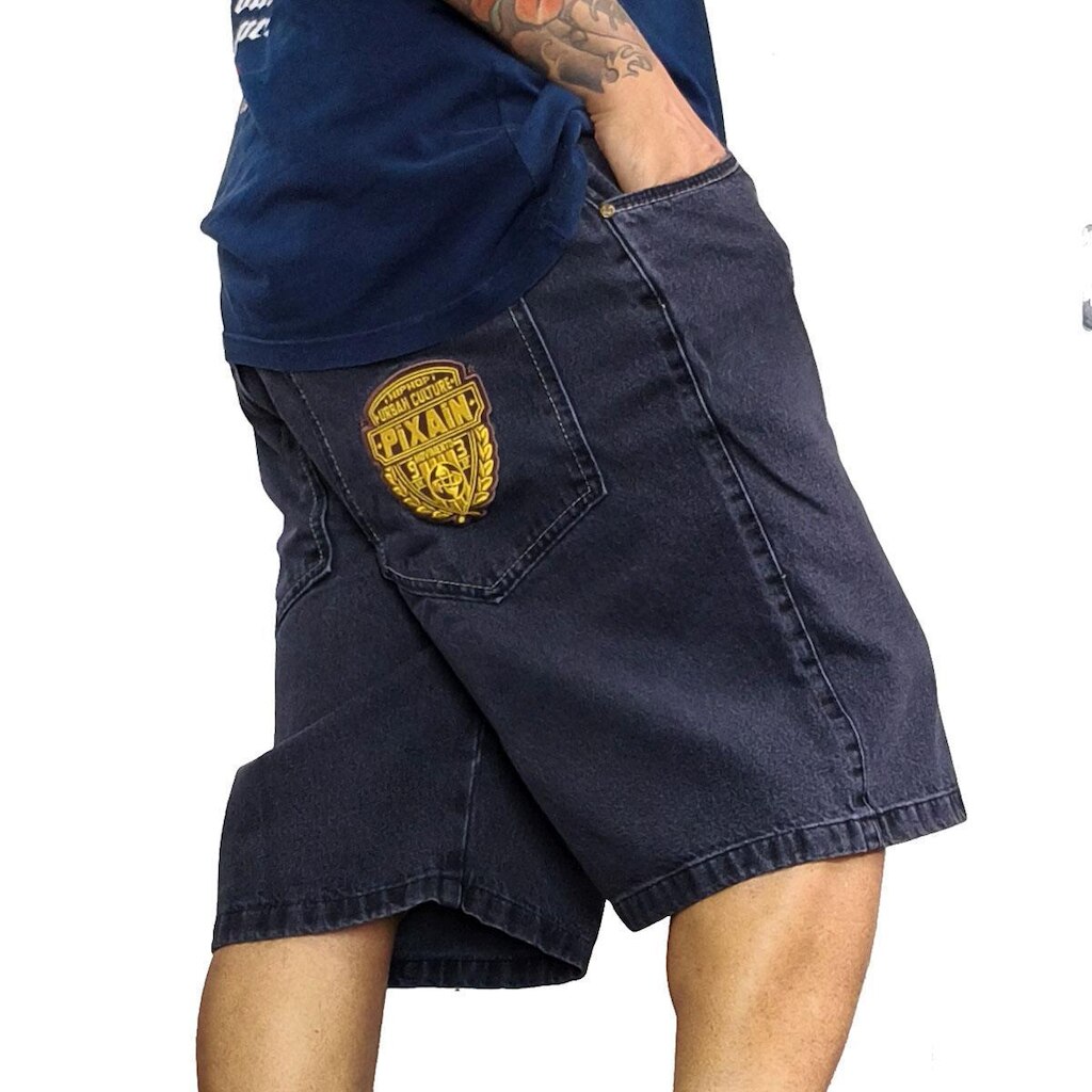 Bermuda Jeans Pixain Hip Hop Culture Preto Estonado PIX-298