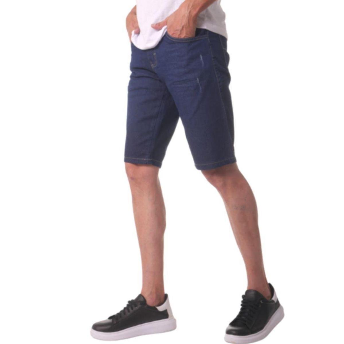 Bermuda Jeans slim elastano masculina Menor preço em Bermuda Jeans slim elastano masculina