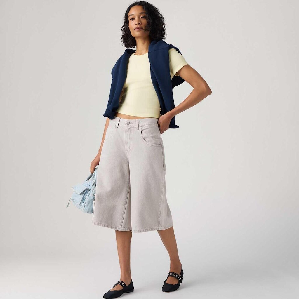 Bermuda Jorts Jeans Levi's Super Baggy Cinza Claro Feminina