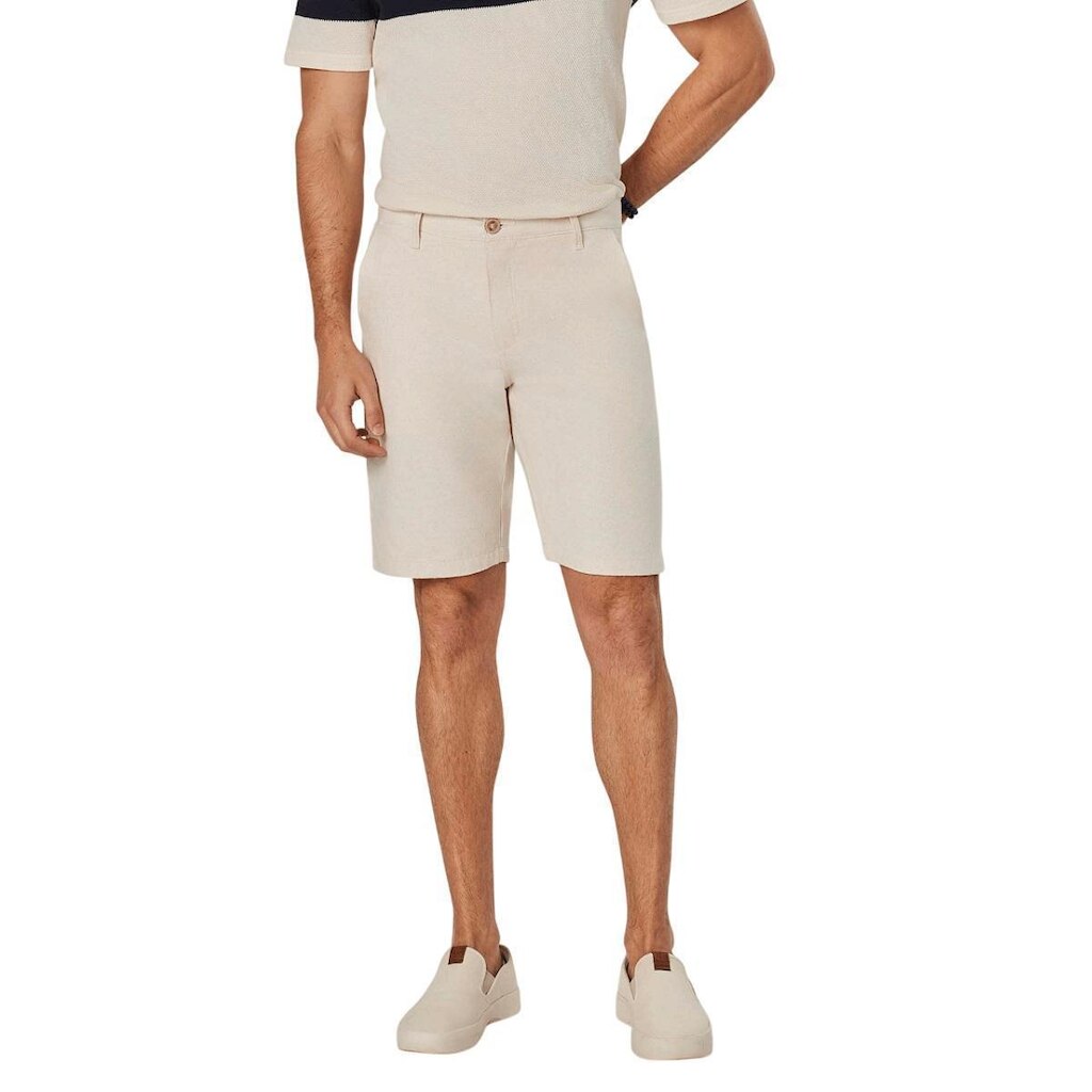 Bermuda Linho Pedal Casual Reta Masculina Max Denim 12102 Offwhite
