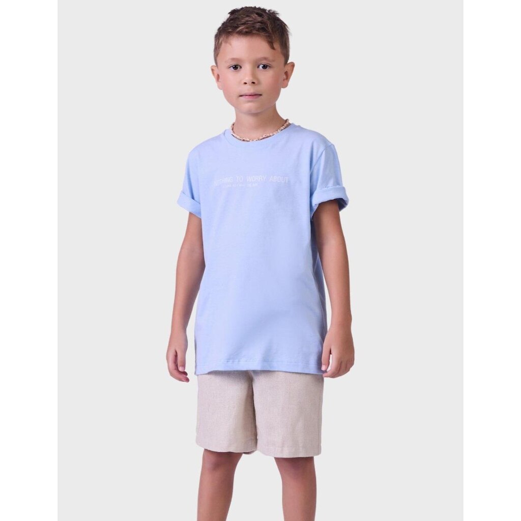Bermuda Luxo Alfaitaria Estilo Verão Com Bolso Confortável Elástico Regulagem Prático Menino 1 a 14