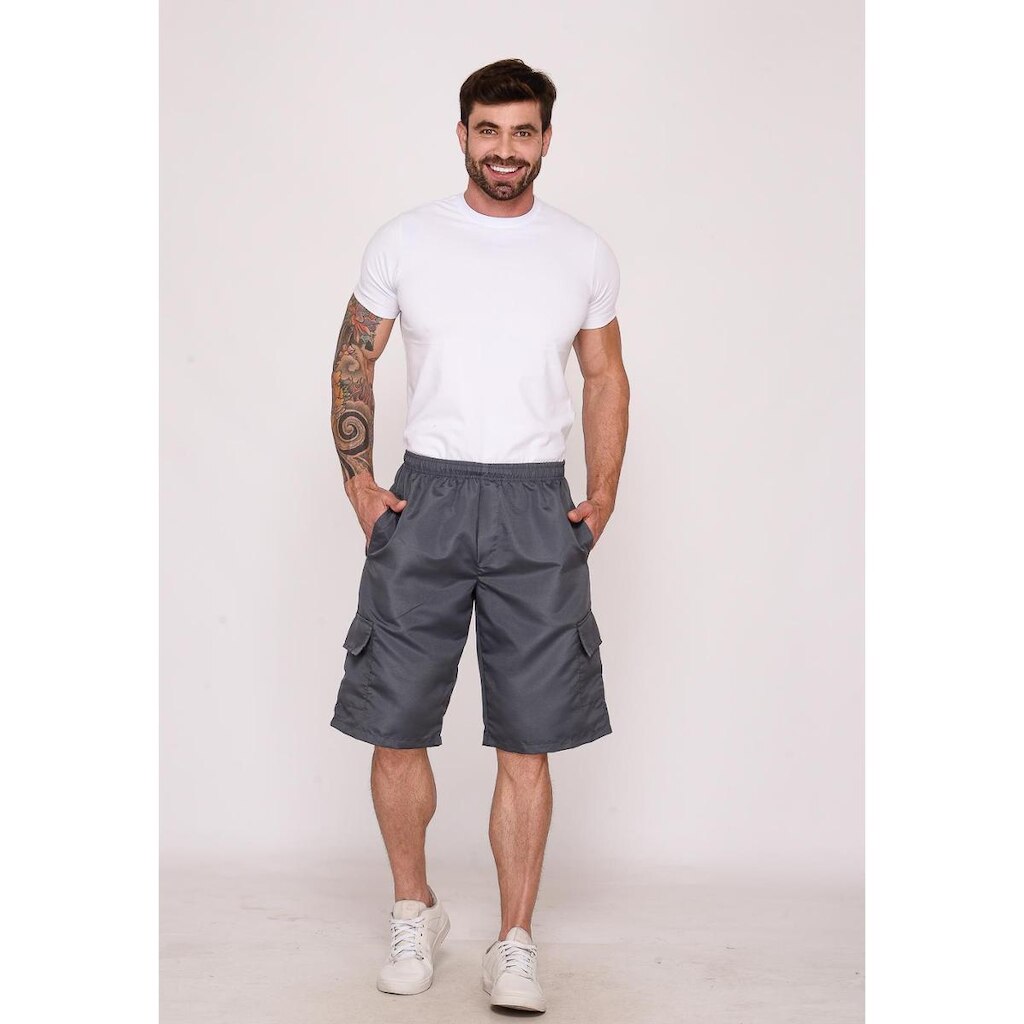 Bermuda Masculina Cargo Nylon Chumbo 7658