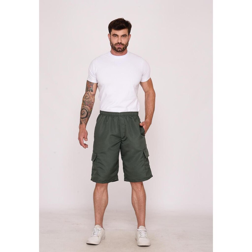 Bermuda Masculina Cargo Nylon Verde Musgo 7658