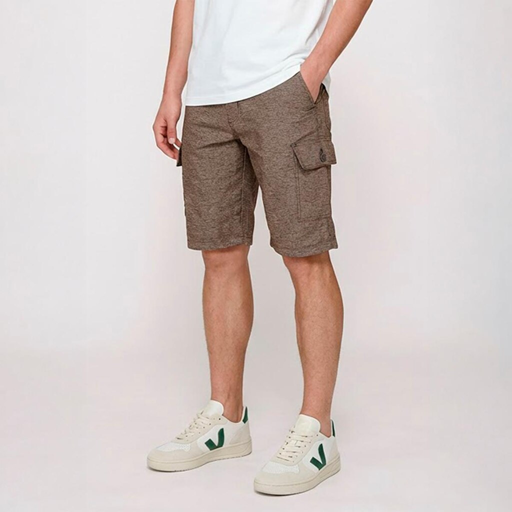 Bermuda Masculina Cargo Sarja Elastano Bolsos Laterais Confortável