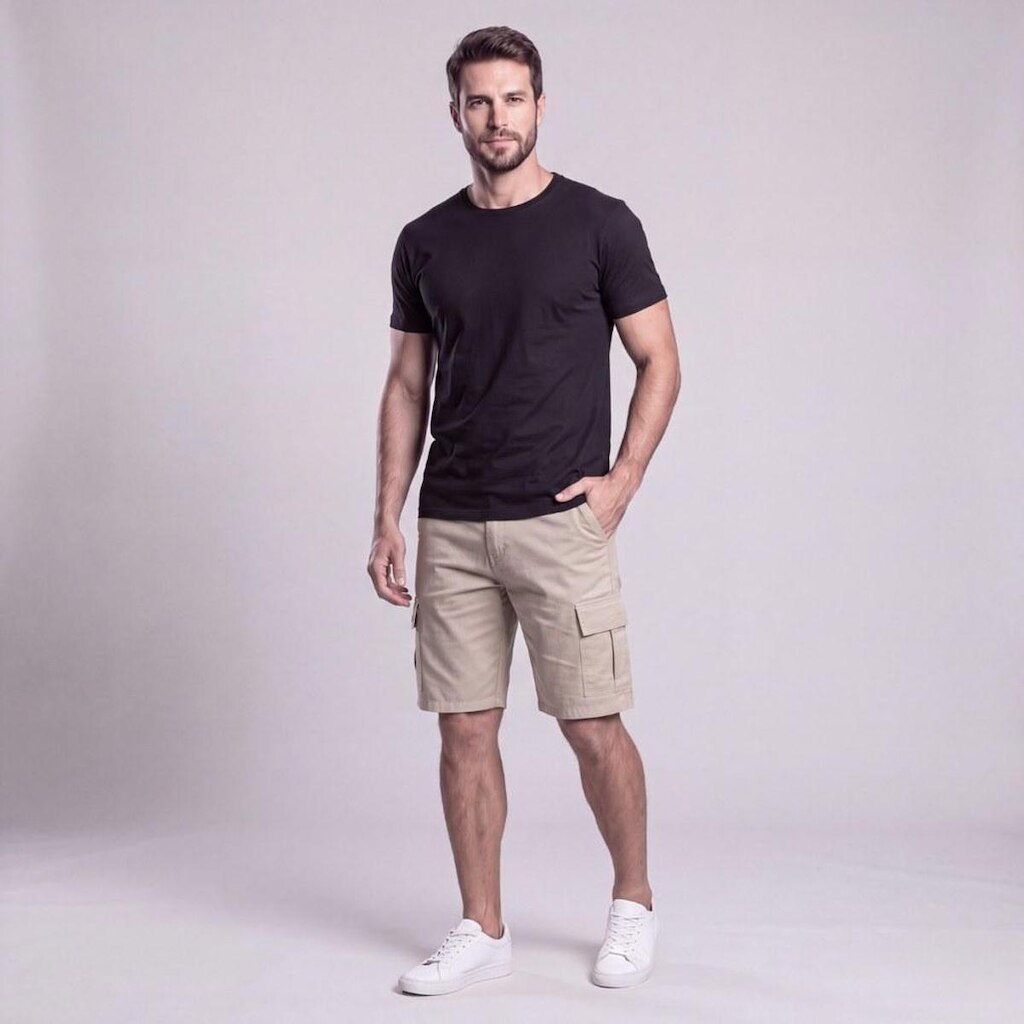 Bermuda Masculina Casual Cargo Sarja Via Lance