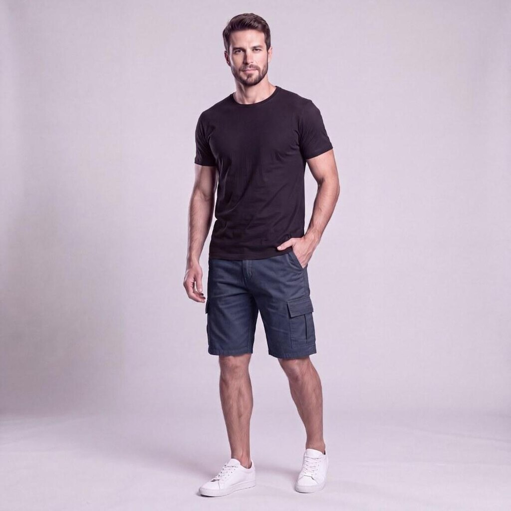 Bermuda Masculina Casual Cargo Sarja Via Lance