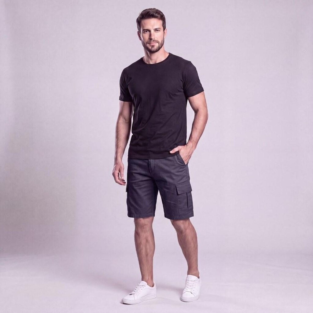 Bermuda Masculina Casual Cargo Sarja Via Lance