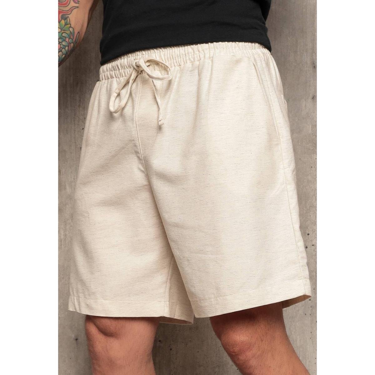 Bermuda Masculina de Linho e Algodão com Elástico Moda Verão Confortável Menor preço em Bermuda Masculina de Linho e Algodão com Elástico Moda Verão Confortável