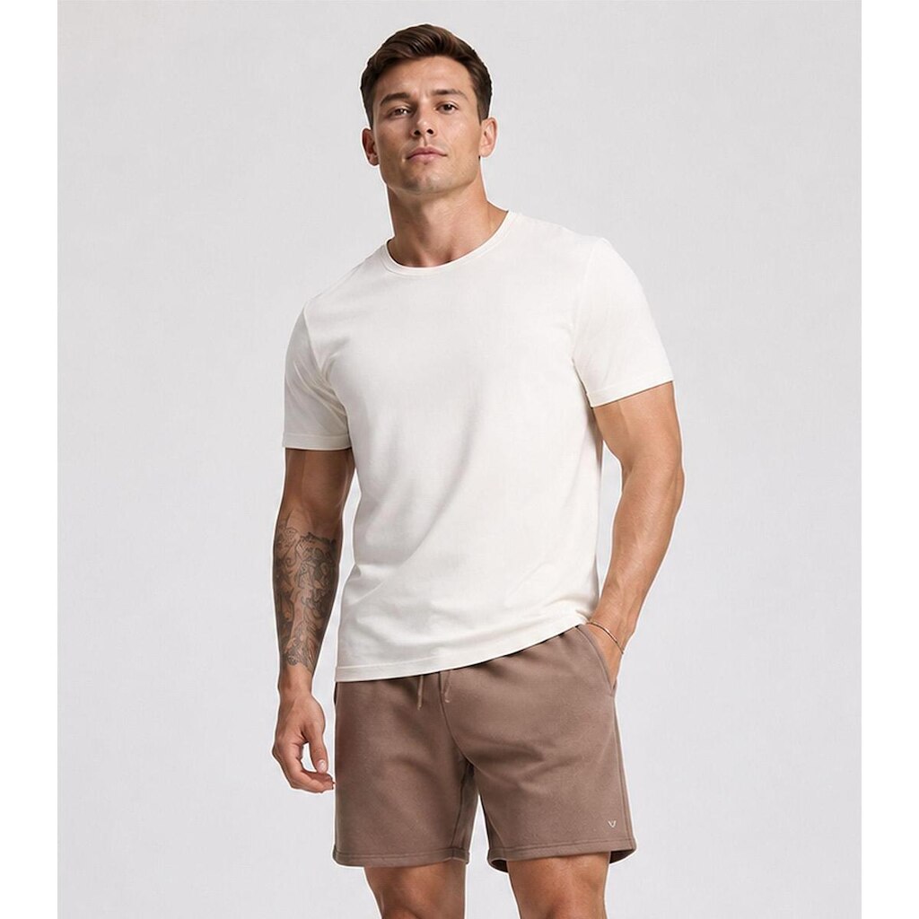 Bermuda Masculina Em Ribana Com Bolsos Maxi Veev Bege