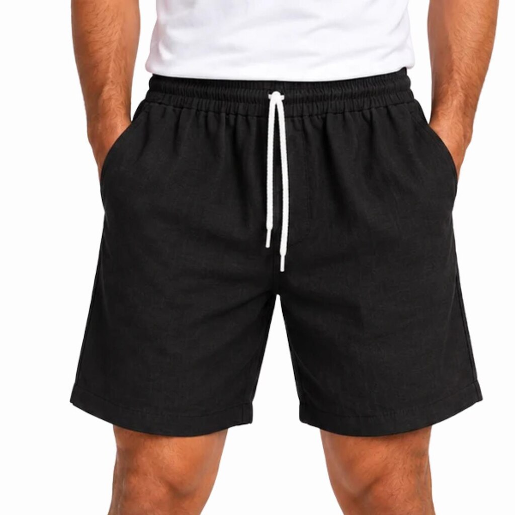 Bermuda Masculina FMF Linho Casual com Cordão e Bolsos
