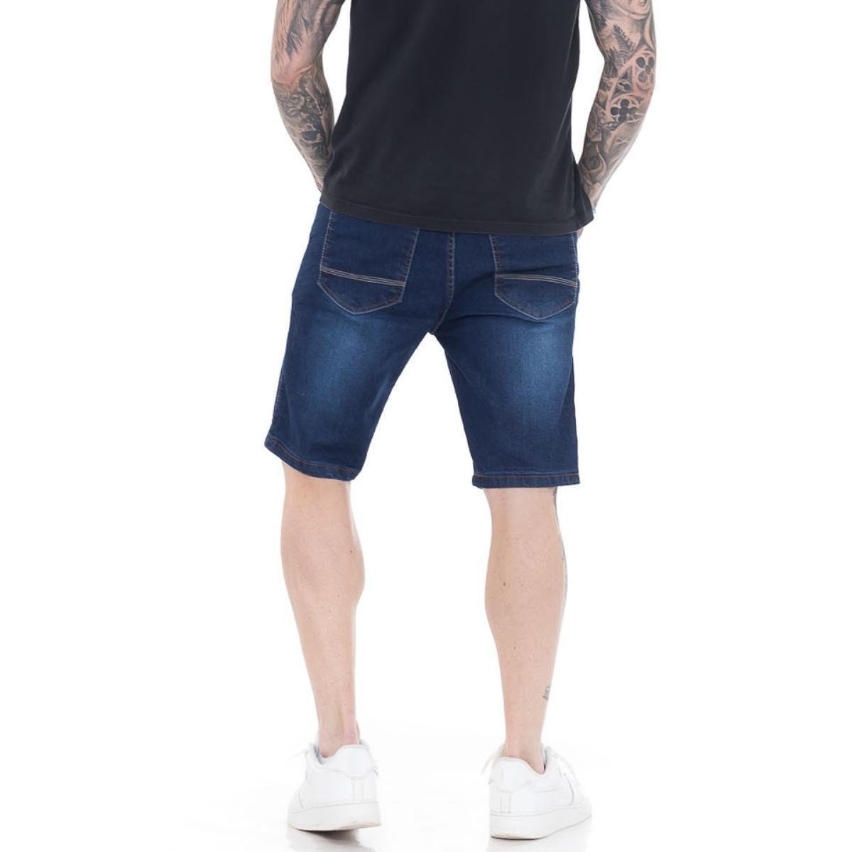 Bermuda Masculina Jeans Mega Premium Blue Dark Menor preço em Bermuda Masculina Jeans Mega Premium Blue Dark