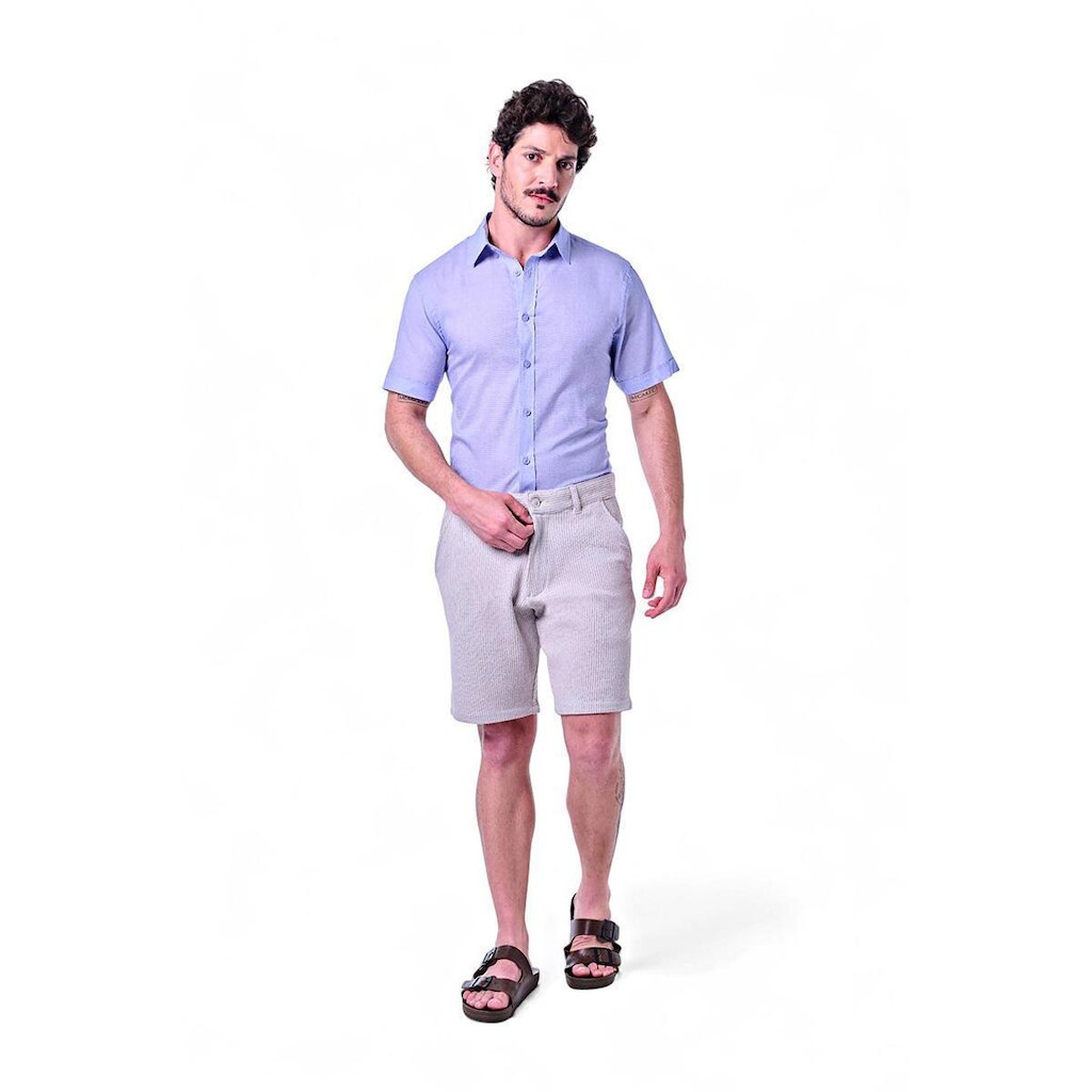 Bermuda Masculina Malha Listrada Cós Básico