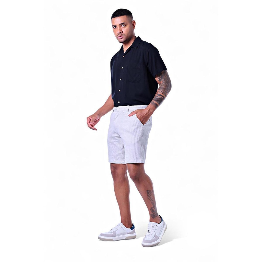 Bermuda Masculina Malha Listrada Cós Básico